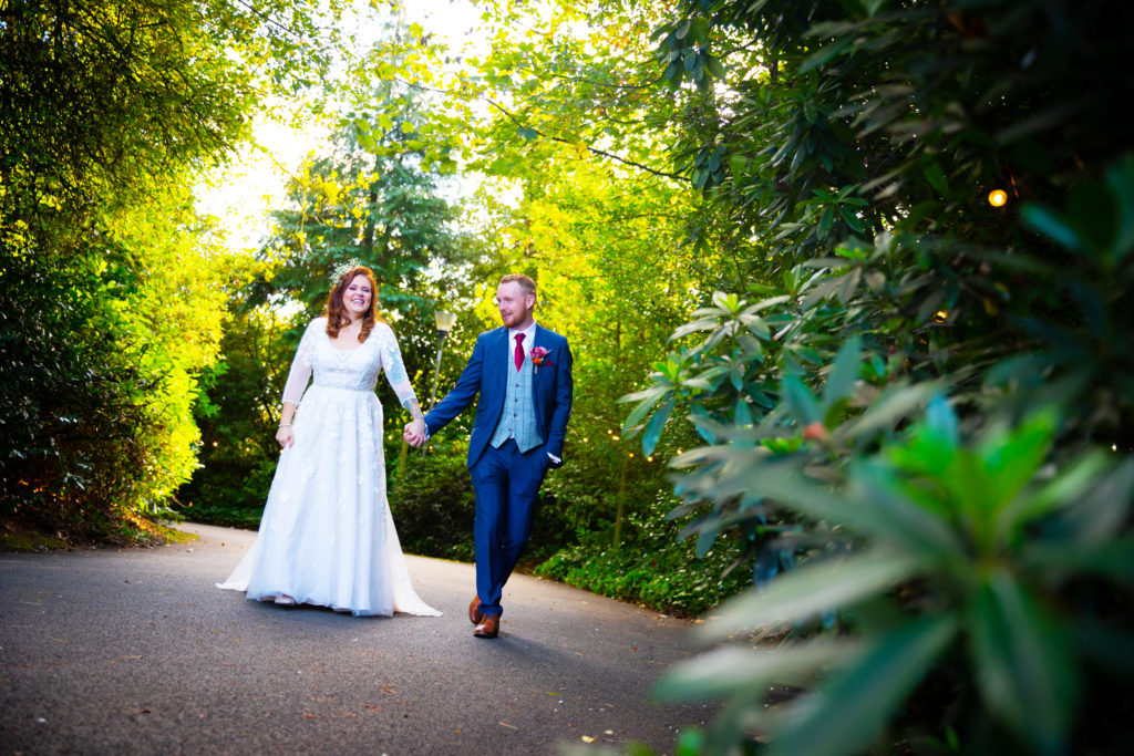 Autumn Wedding Couple Walking